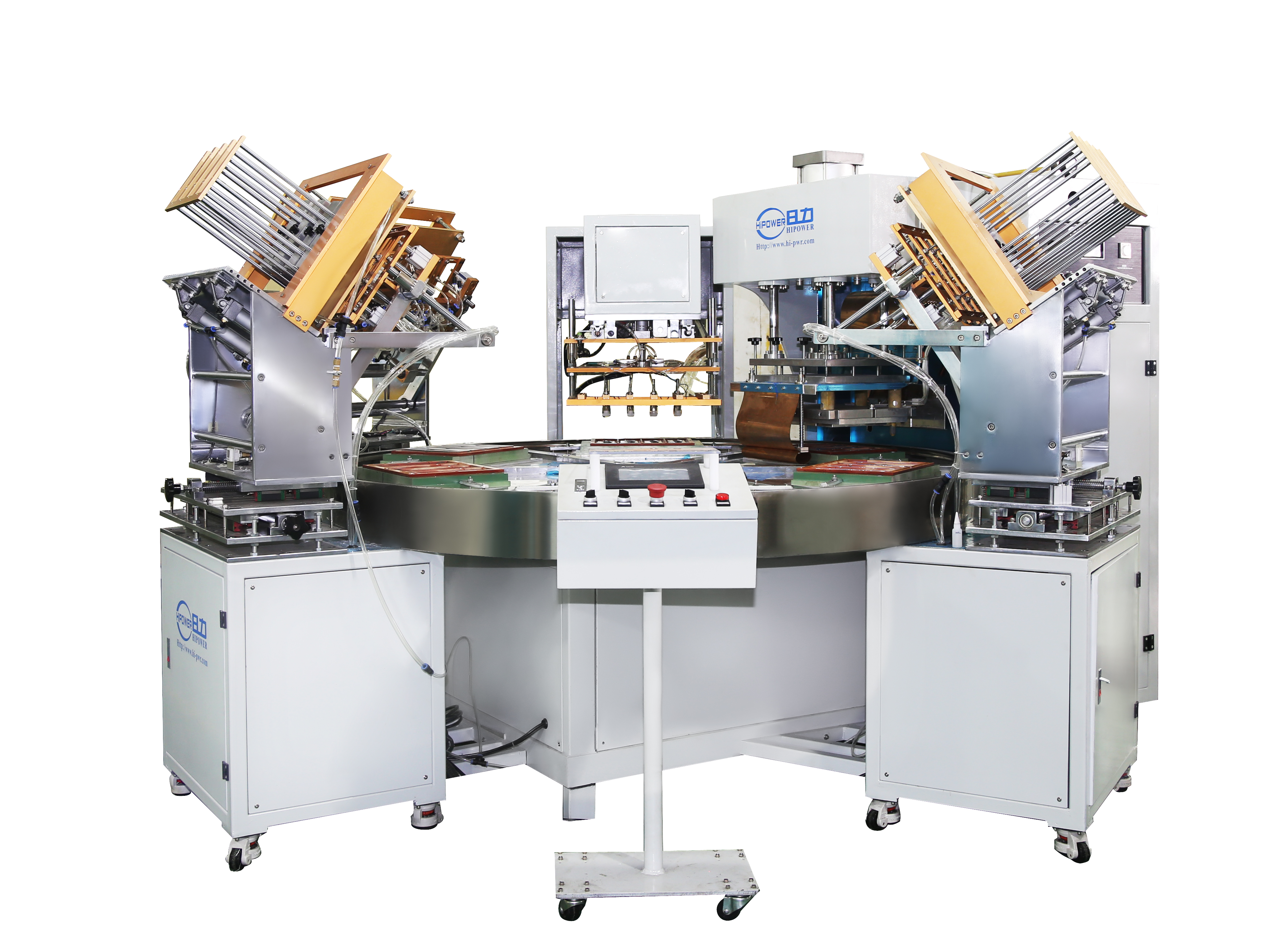 HR-15KW-6AC 六工位转盘吸塑纸卡包装机｜APET 环保泡壳打码封口一体化高频设备